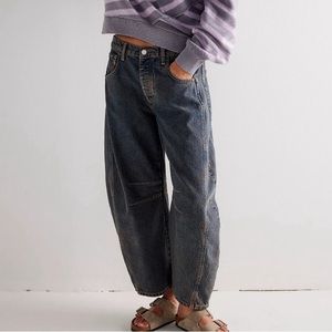 Free People Lucky You Mid rise Barrel Jean